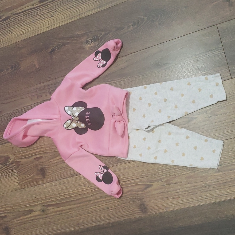 Carter's brand (pants) Disney baby brand (sweatshirt), 24 months, pink,